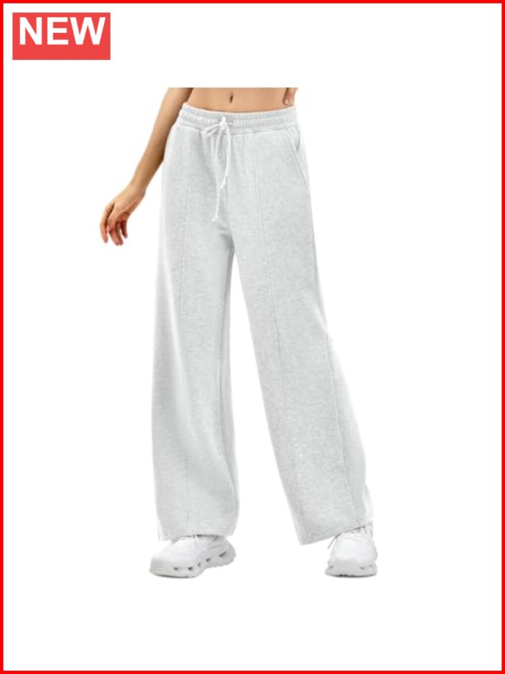 Wide Leg Sweatpants with Pockets Polyester Drawstring High Rise Active Pants - Picture 5 of 6